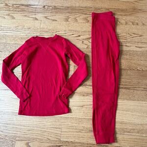 Primary Unisex Cherry Red 100% Organic Cotton Pajama Set - 8-9